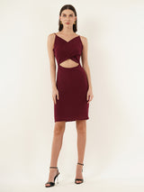 Clobug Women Solid Sleevelesss Lycra Blend Bodycon Black Dress