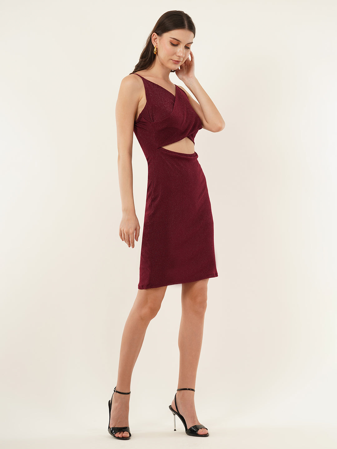 Clobug Women Solid Sleevelesss Lycra Blend Bodycon Black Dress