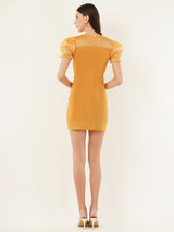 Clobug Women Solid Short Sleeve Bow Bodycon Mini Dress