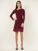 Clobug Women Solid Full Sleeve Maroon Dress