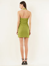 Clobug Women Solid Sleeveless Bodycon Green Dress