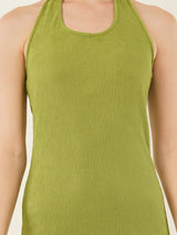 Clobug Women Solid Sleeveless Bodycon Green Dress