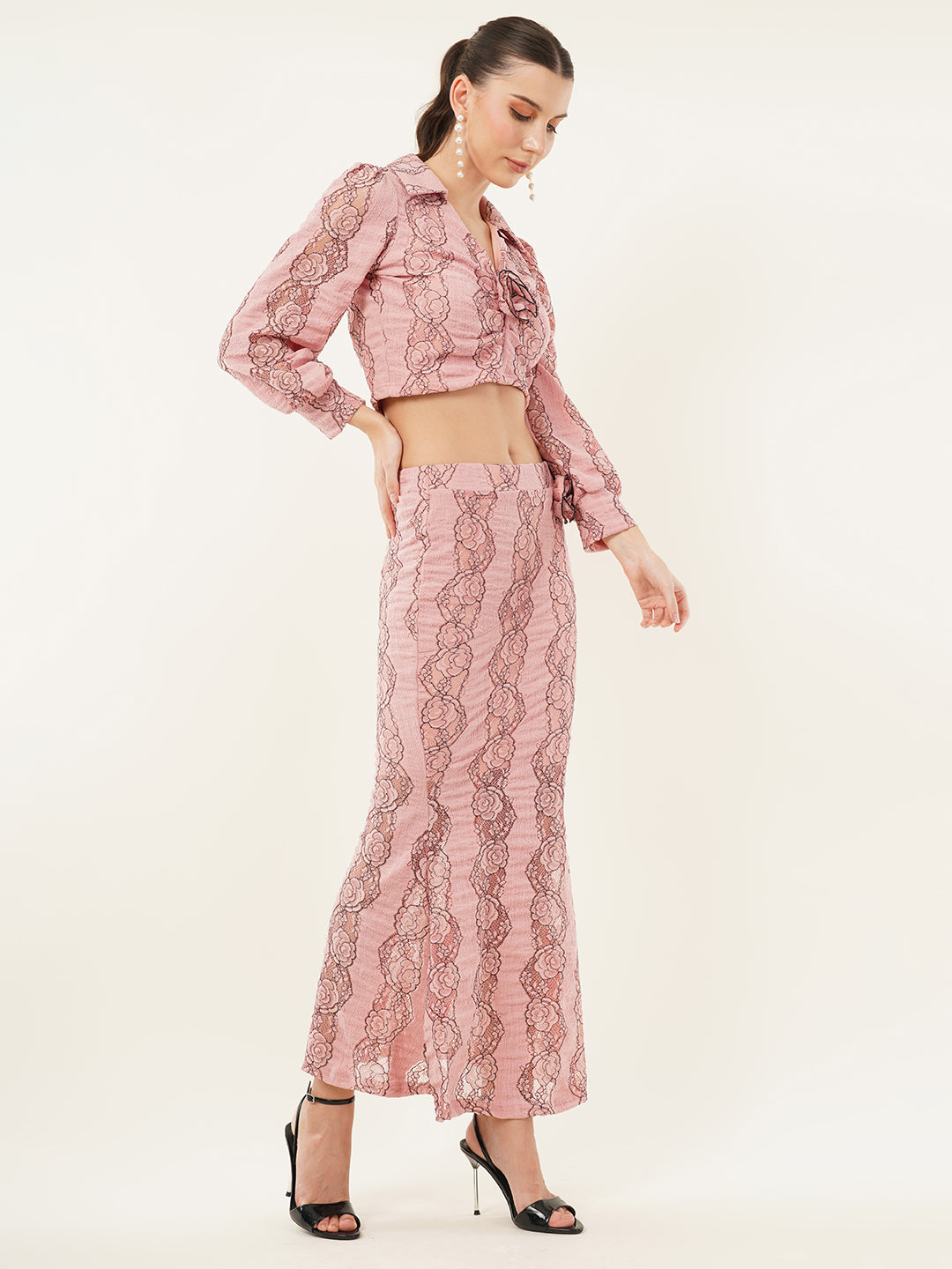 Clobug Women Printed Full Sleeve Top & Skirt Co-ord Set