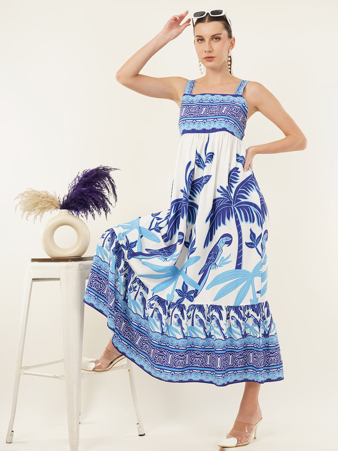 Clobug Women Printed Sleeveless Midid Dress