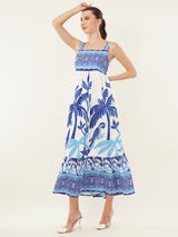 Clobug Women Printed Sleeveless Midid Dress