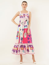 Clobug Women Printed Sleeveless Midid Dress