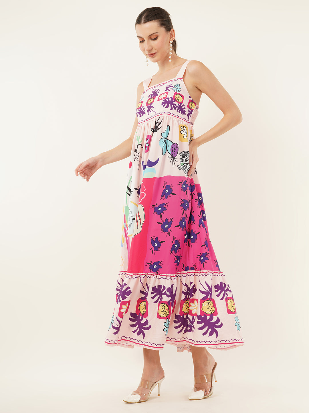 Clobug Women Printed Sleeveless Midid Dress