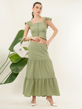 Clobug Women Solid Green Top & Skirt Co-ord Set