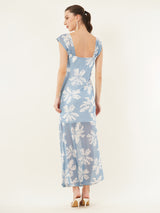 Clobug Women Printed Short Sleeve Midi Mesh Dress