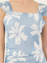 Clobug Women Printed Short Sleeve Midi Mesh Dress