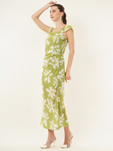 Clobug Women Printed Short Sleeve Midi Mesh Dress