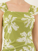 Clobug Women Printed Short Sleeve Midi Mesh Dress