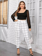 Clobug Women Check Print Poly-Blend Skinny Fit Trouser