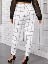 Clobug Women Check Print Poly-Blend Skinny Fit Trouser