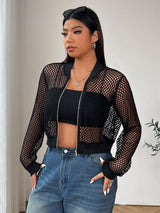 Clobug Women Black Full Sleeve Net Jacket