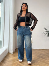 Clobug Women Black Full Sleeve Net Jacket