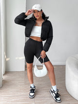 Clobug Women Black Crop Puffer Jacket