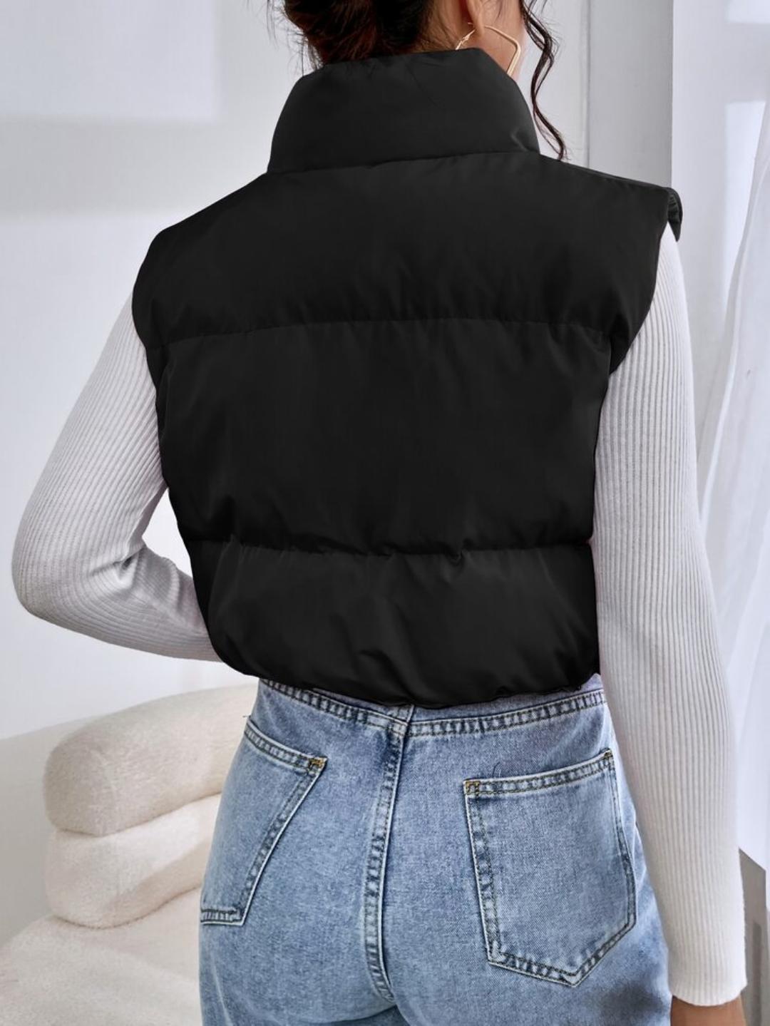 Clobug Women Black Crop Puffer Jacket