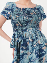 Clobug Women Short Sleeve Printed Fit and Flared Dress