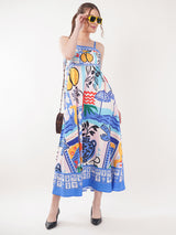 Clobug Women Prined Sleeveless Crepe Midi Dress