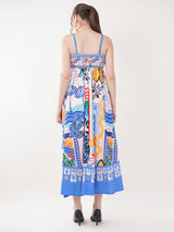 Clobug Women Prined Sleeveless Crepe Midi Dress