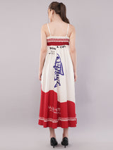 Clobug Women Prined Sleeveless Crepe Midi Dress