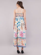 Clobug Women Prined Sleeveless Crepe Midi Dress