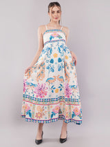 Clobug Women Prined Sleeveless Crepe Midi Dress