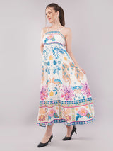 Clobug Women Prined Sleeveless Crepe Midi Dress