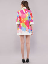 Clobug Women Printed Crepe Shirt Dress