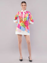 Clobug Women Printed Crepe Shirt Dress