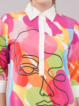 Clobug Women Printed Crepe Shirt Dress