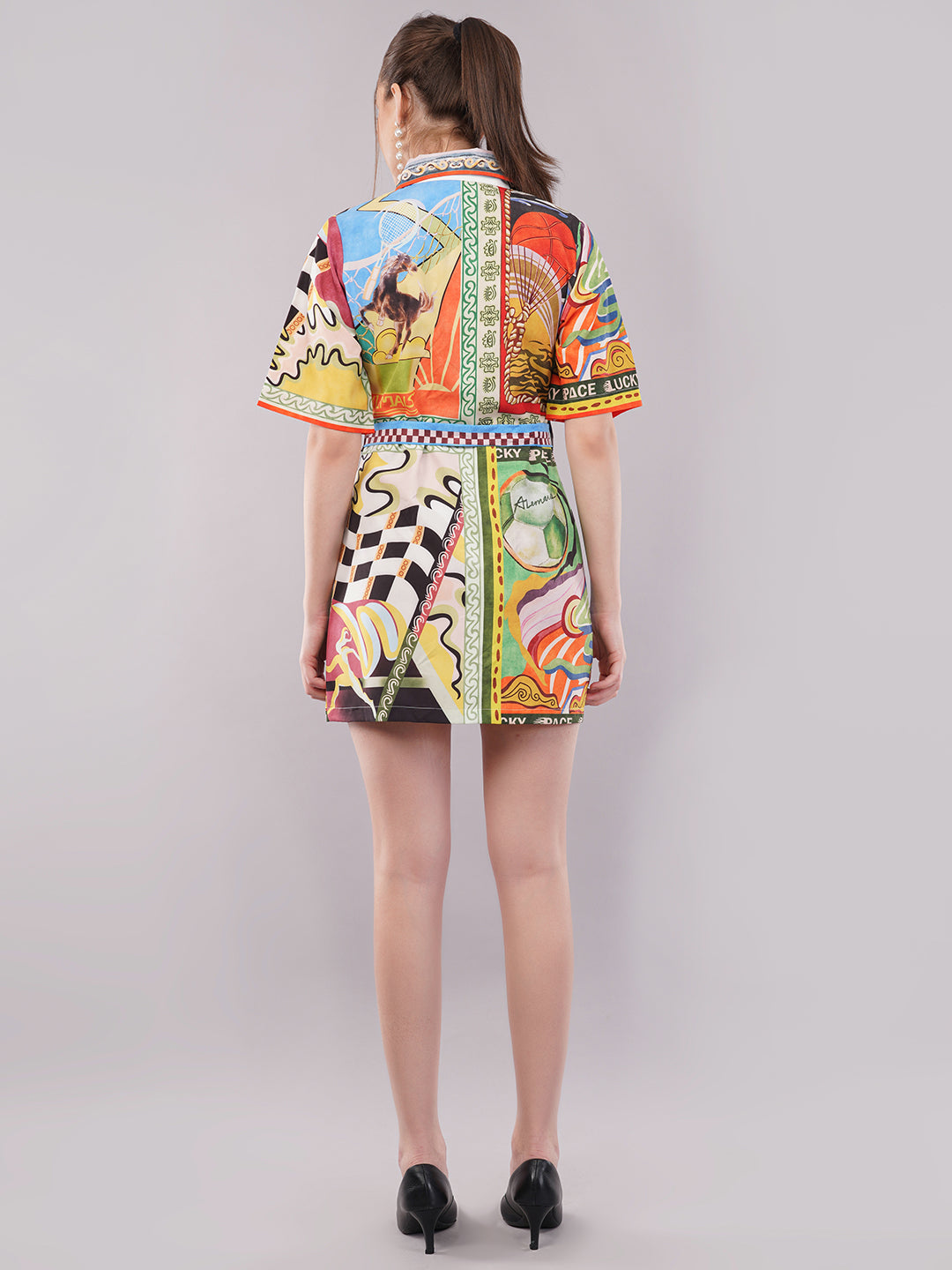 Clobug Women Printed Crepe Shirt Dress