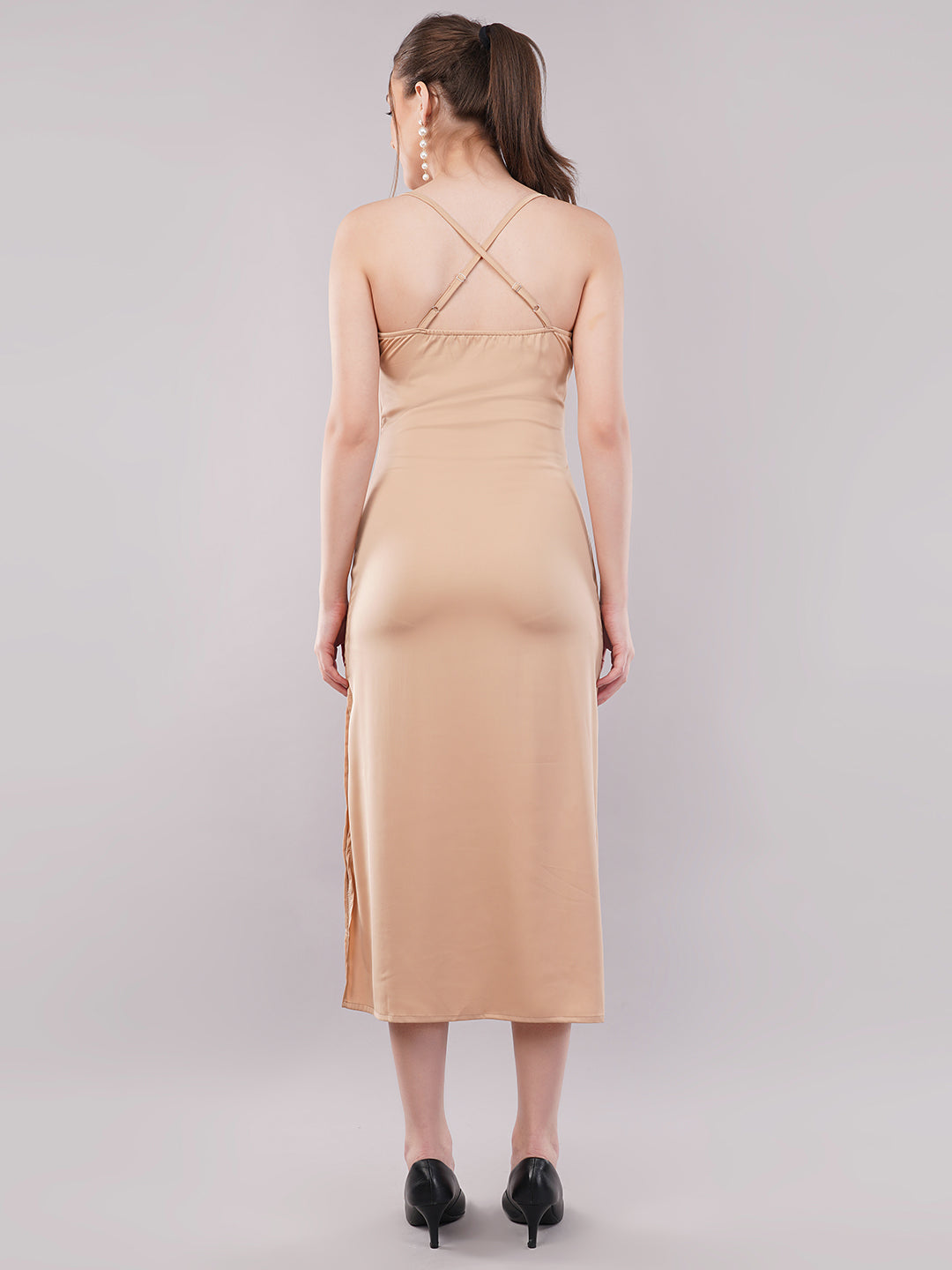 Clobug Women Satin Sleeveless A-line Dress