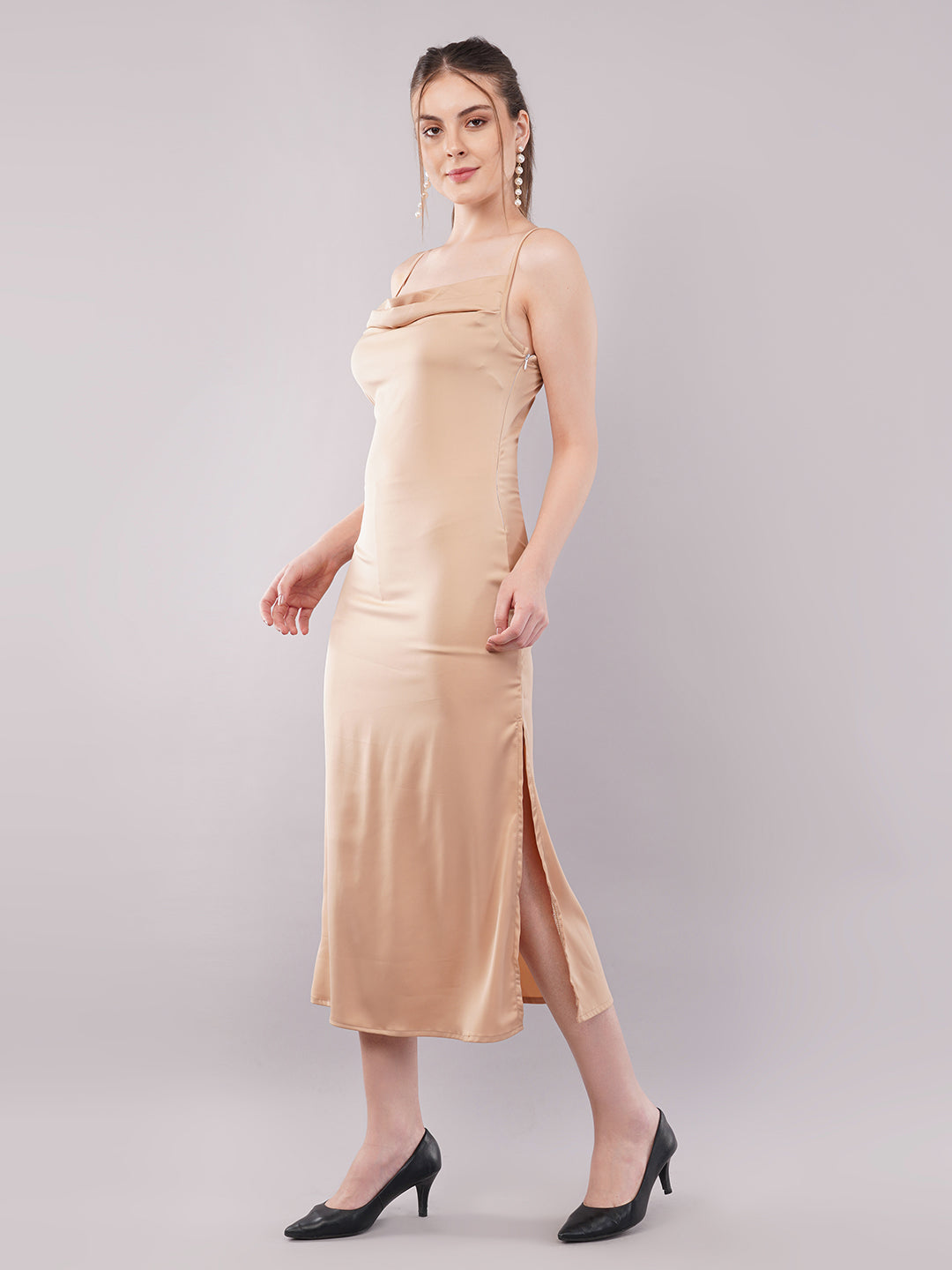 Clobug Women Satin Sleeveless A-line Dress