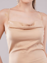 Clobug Women Satin Sleeveless A-line Dress