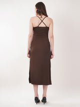 Clobug Women Satin Sleeveless A-line Dress