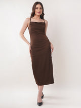 Clobug Women Satin Sleeveless A-line Dress