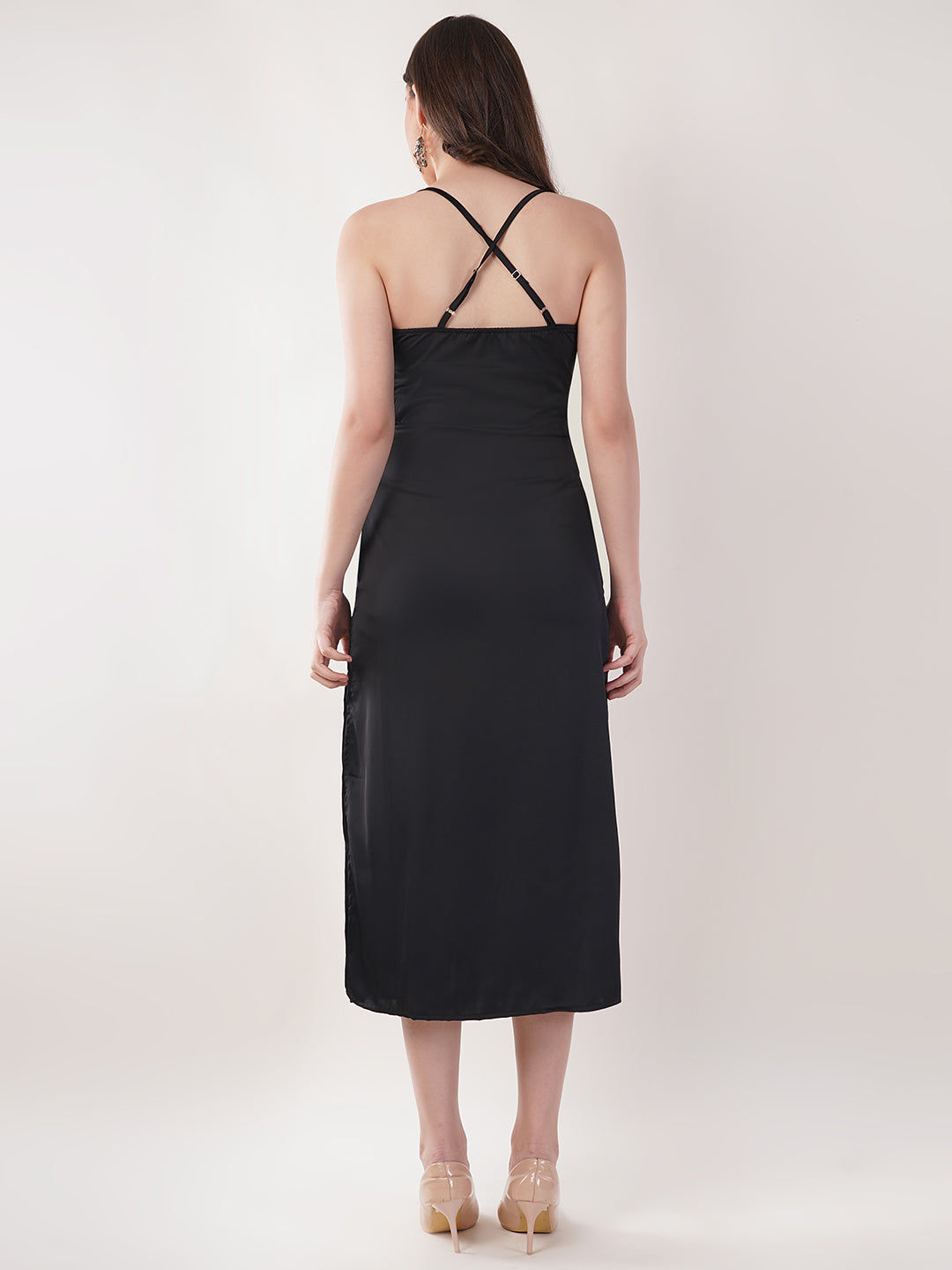 Clobug Women Satin Sleeveless A-line Dress