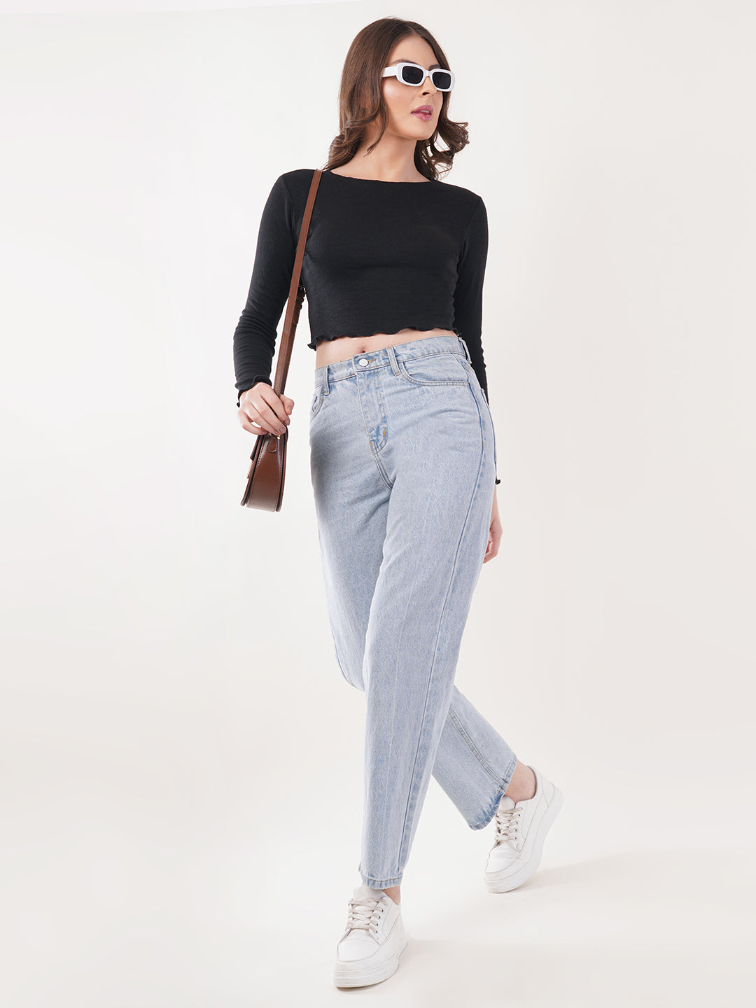 Clobug Women Cotton Blend Boat Neck Regular Full Sleeve Top