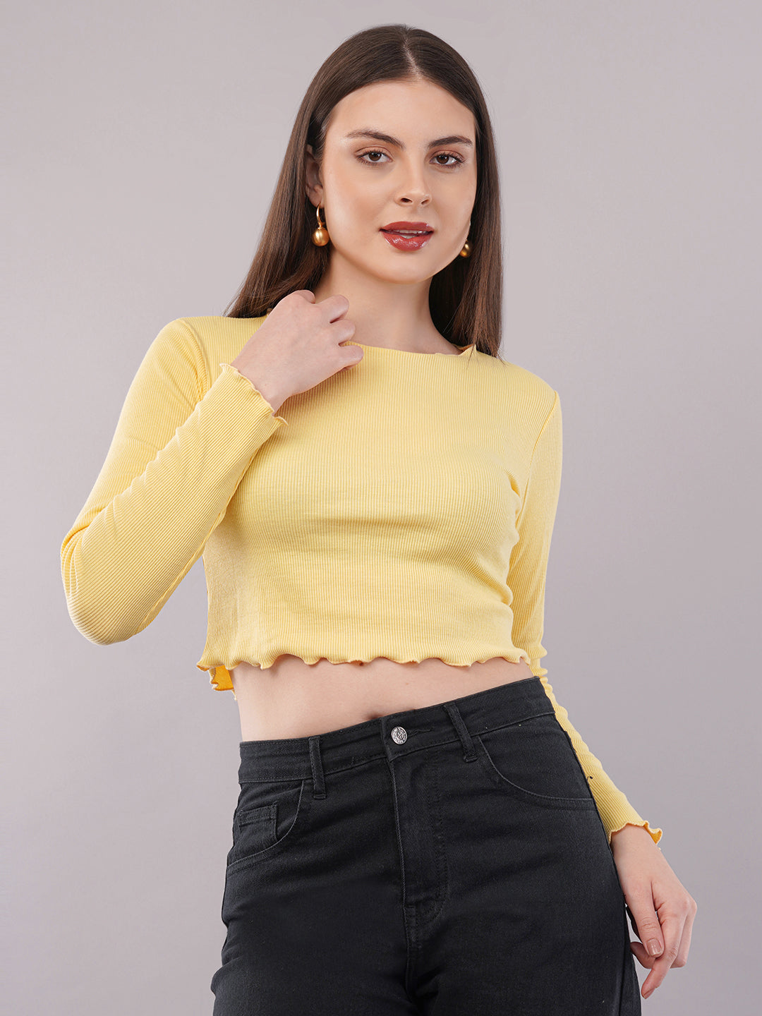 Clobug Women Cotton Blend Boat Neck Regular Full Sleeve Top