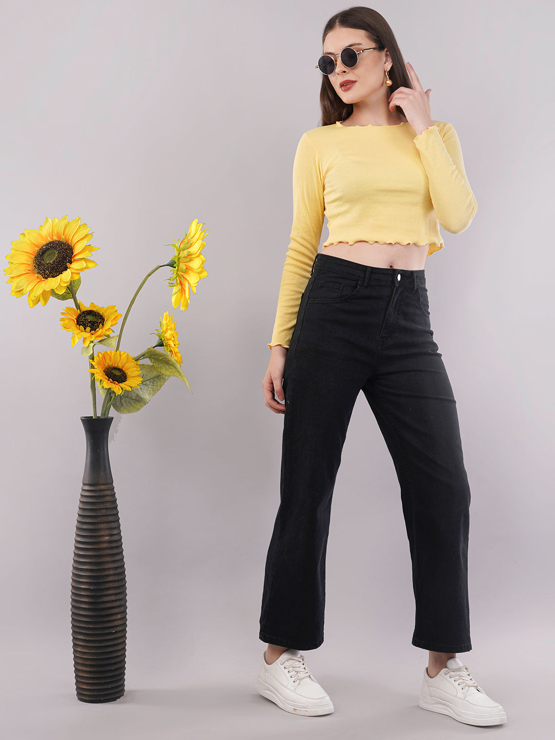 Clobug Women Cotton Blend Boat Neck Regular Full Sleeve Top