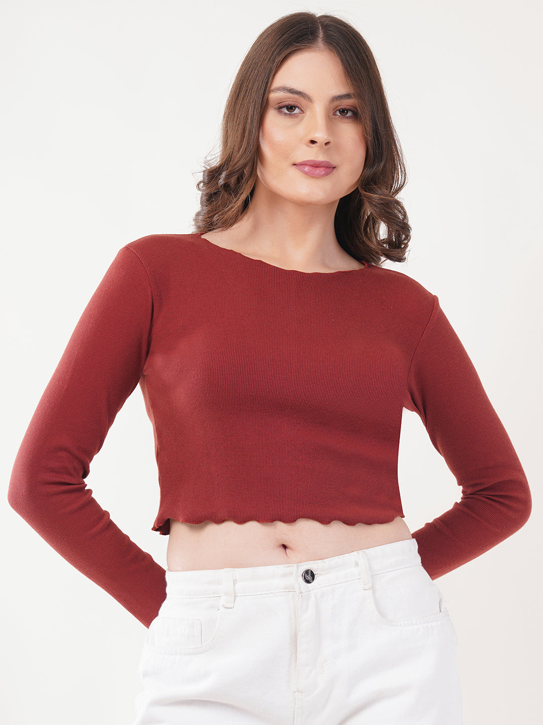 Clobug Women Cotton Blend Boat Neck Regular Full Sleeve Top