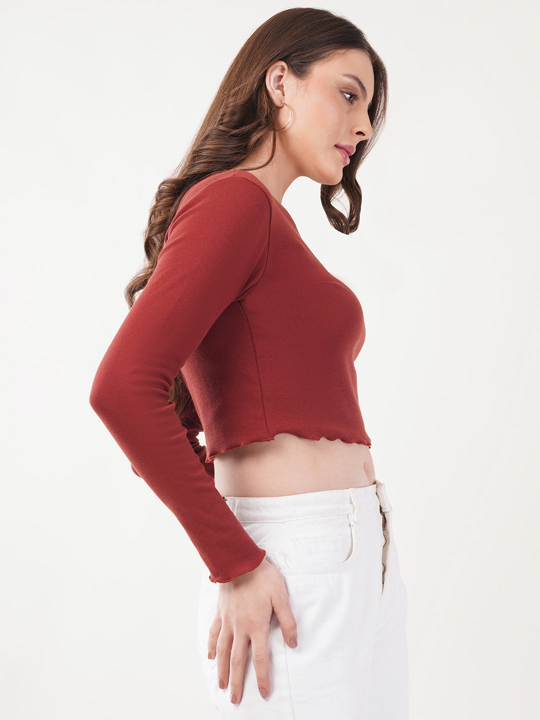 Clobug Women Cotton Blend Boat Neck Regular Full Sleeve Top