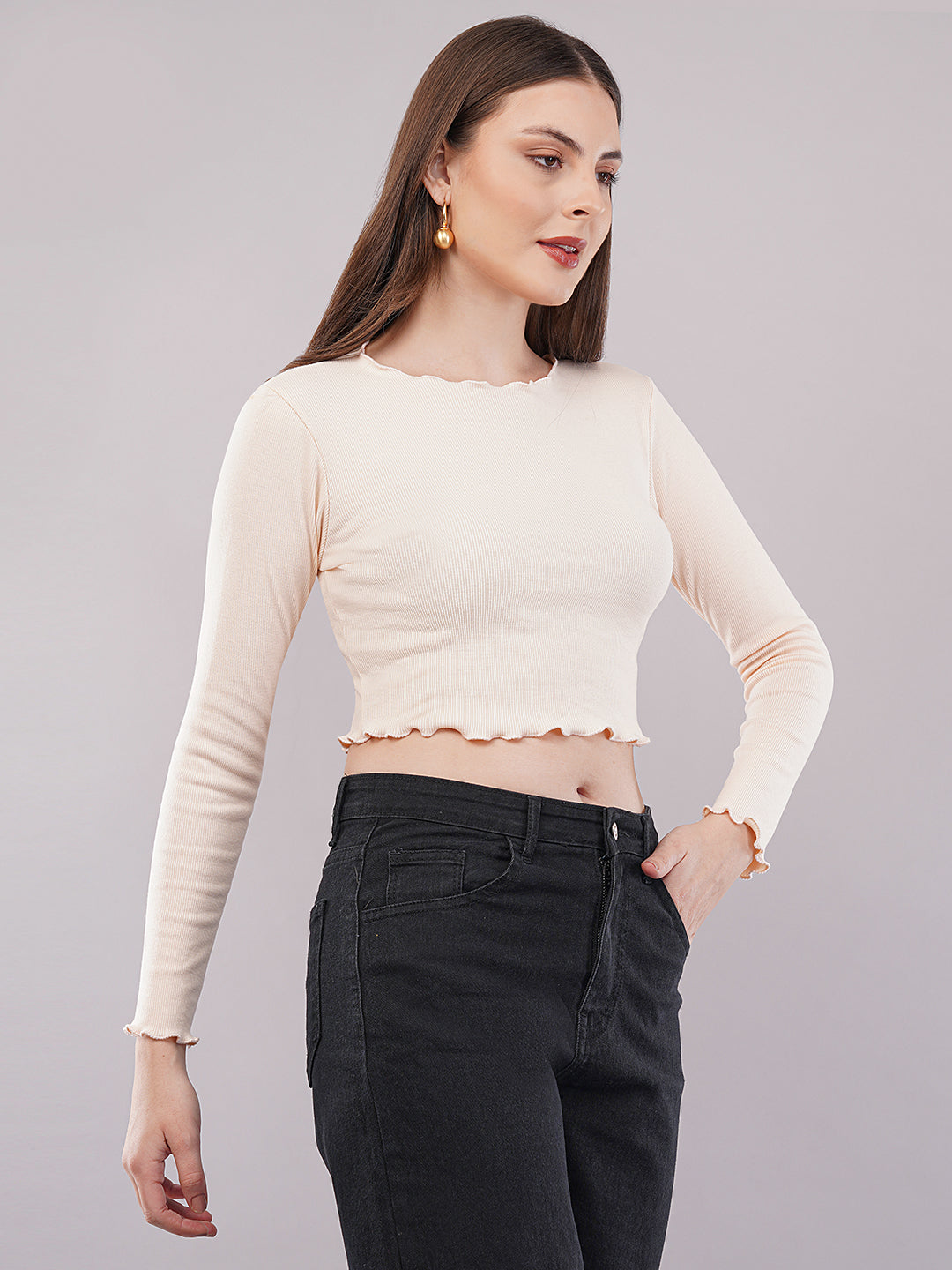 Clobug Women Cotton Blend Boat Neck Regular Full Sleeve Top