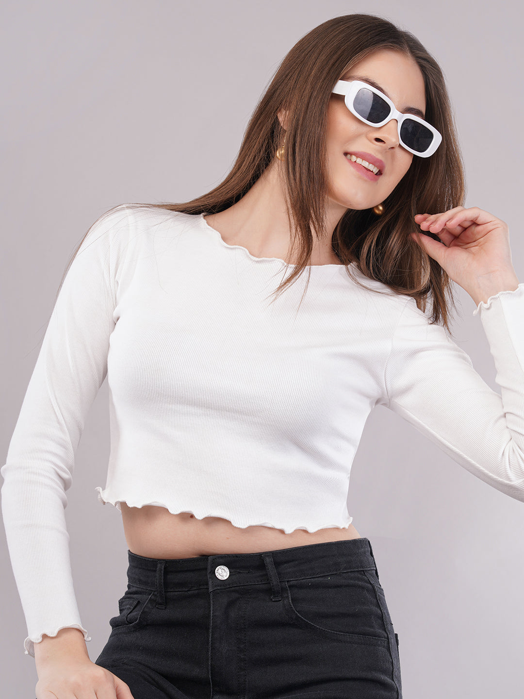 Clobug Women Cotton Blend Boat Neck Regular Full Sleeve Top