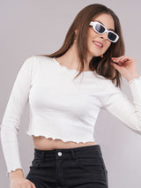 Clobug Women Cotton Blend Boat Neck Regular Full Sleeve Top