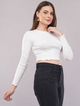 Clobug Women Cotton Blend Boat Neck Regular Full Sleeve Top