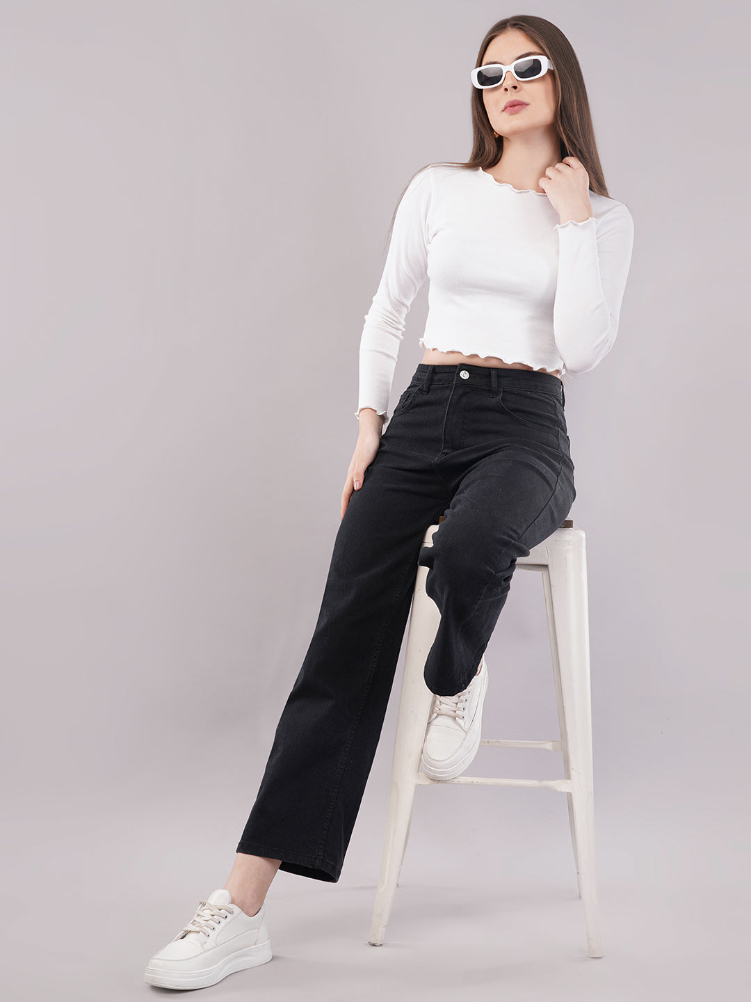 Clobug Women Cotton Blend Boat Neck Regular Full Sleeve Top