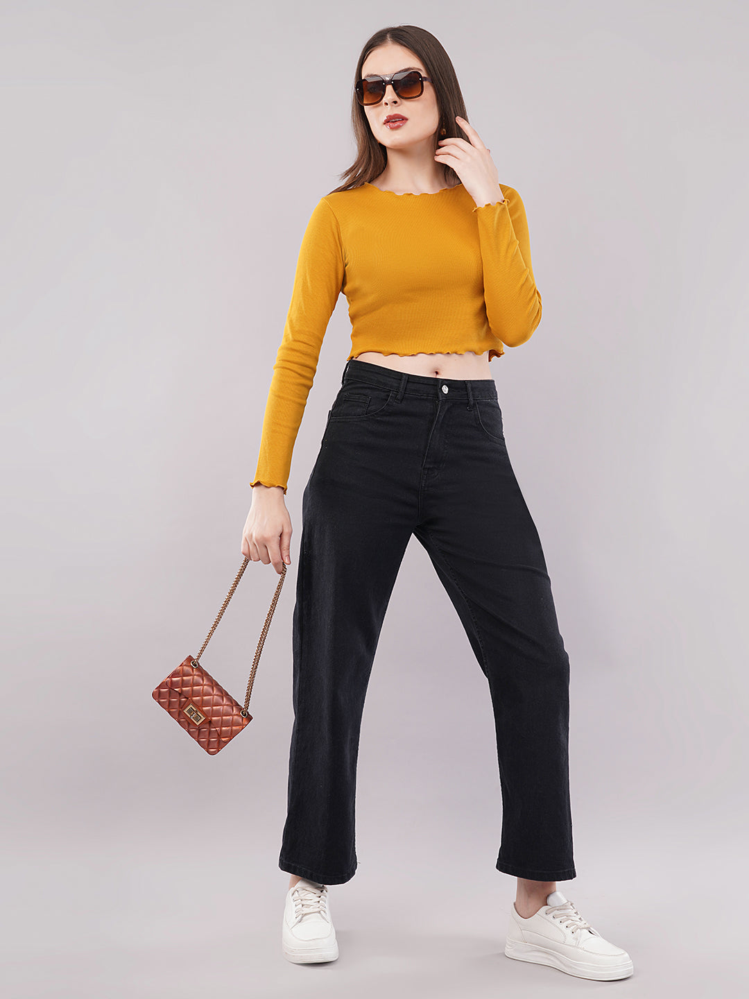 Clobug Women Cotton Blend Boat Neck Regular Full Sleeve Top